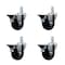 Service Caster 3.5'' Hard Rubber Wheel Swivel 3/4'' Square Stem Caster Set with Brake, 4PK SCC-SQ20S3514-HRS-PLB-34-4 - alternate 1